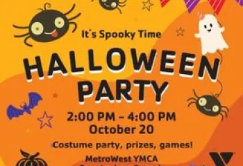 colorful graphic promoting Halloween party