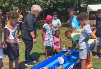 image of campers engaging in STEM-related activity