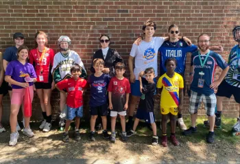 group photo of campers and counselors