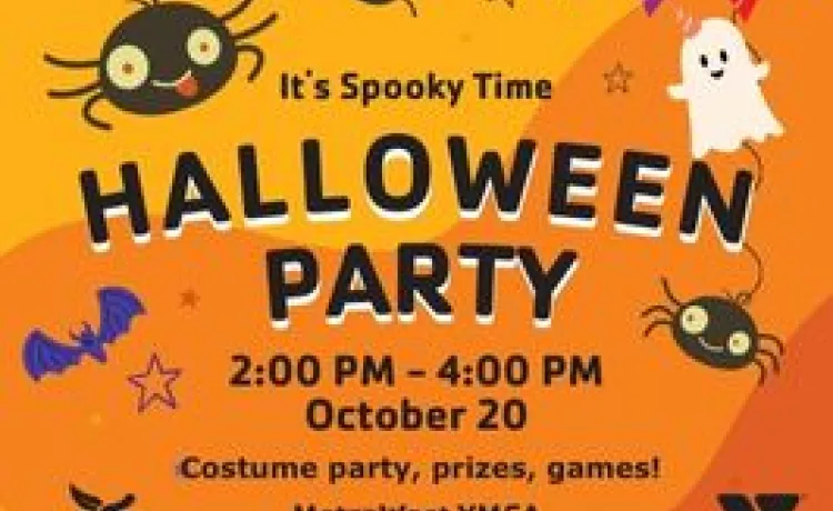 colorful graphic promoting Halloween party