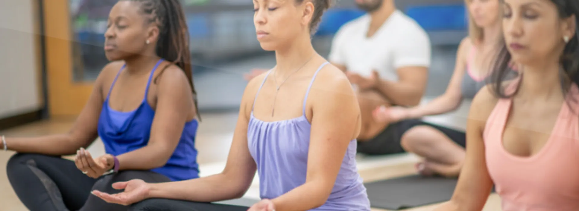 Women enjoying a calm yoga class