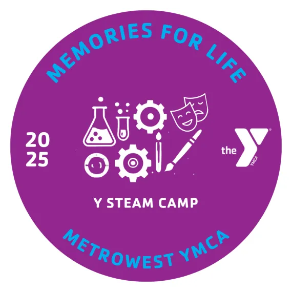 graphic of round Y STEAM Camp sticker