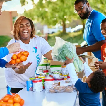 group of volunteers at ymca food drive