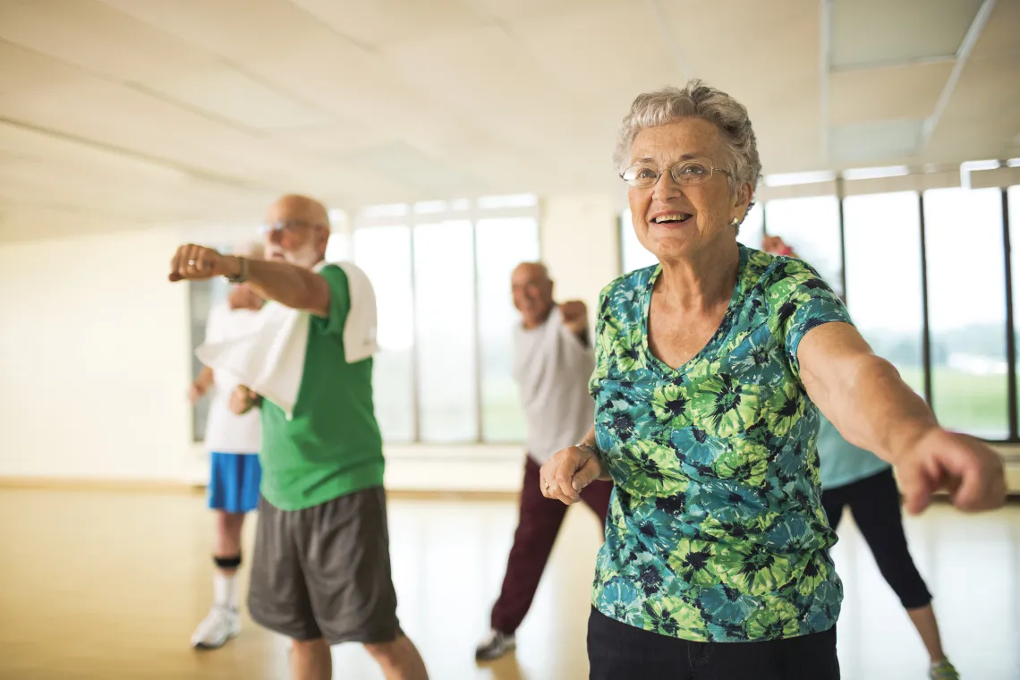 senior adults in exercise class